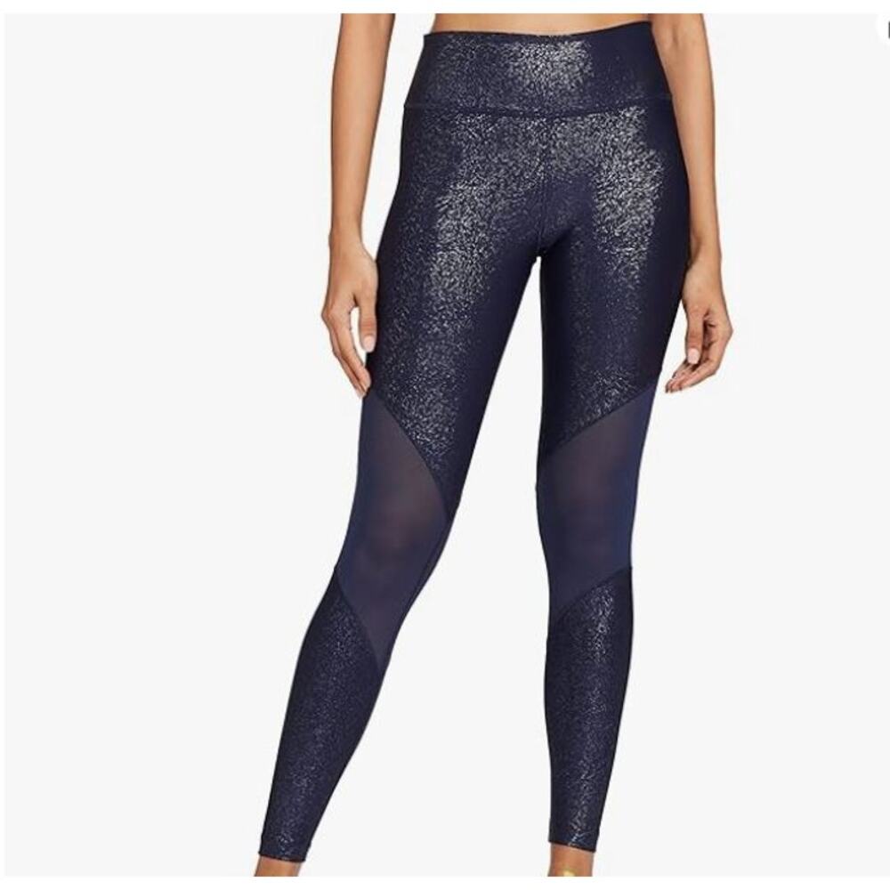 Nike Power Victory Leggings XS Navy Blue Gold Sparkle Athleisure Sporty